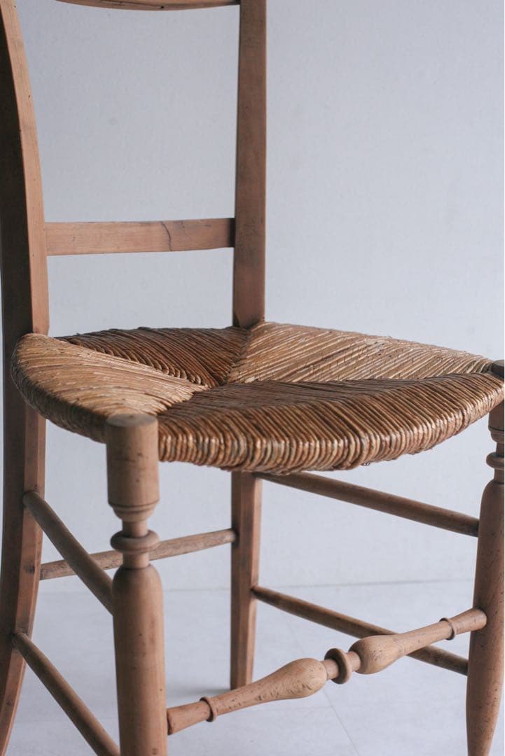 【SALE品】フランス　ラッシュ編みチェア　ダイニングチェア　ブロカント　古家具