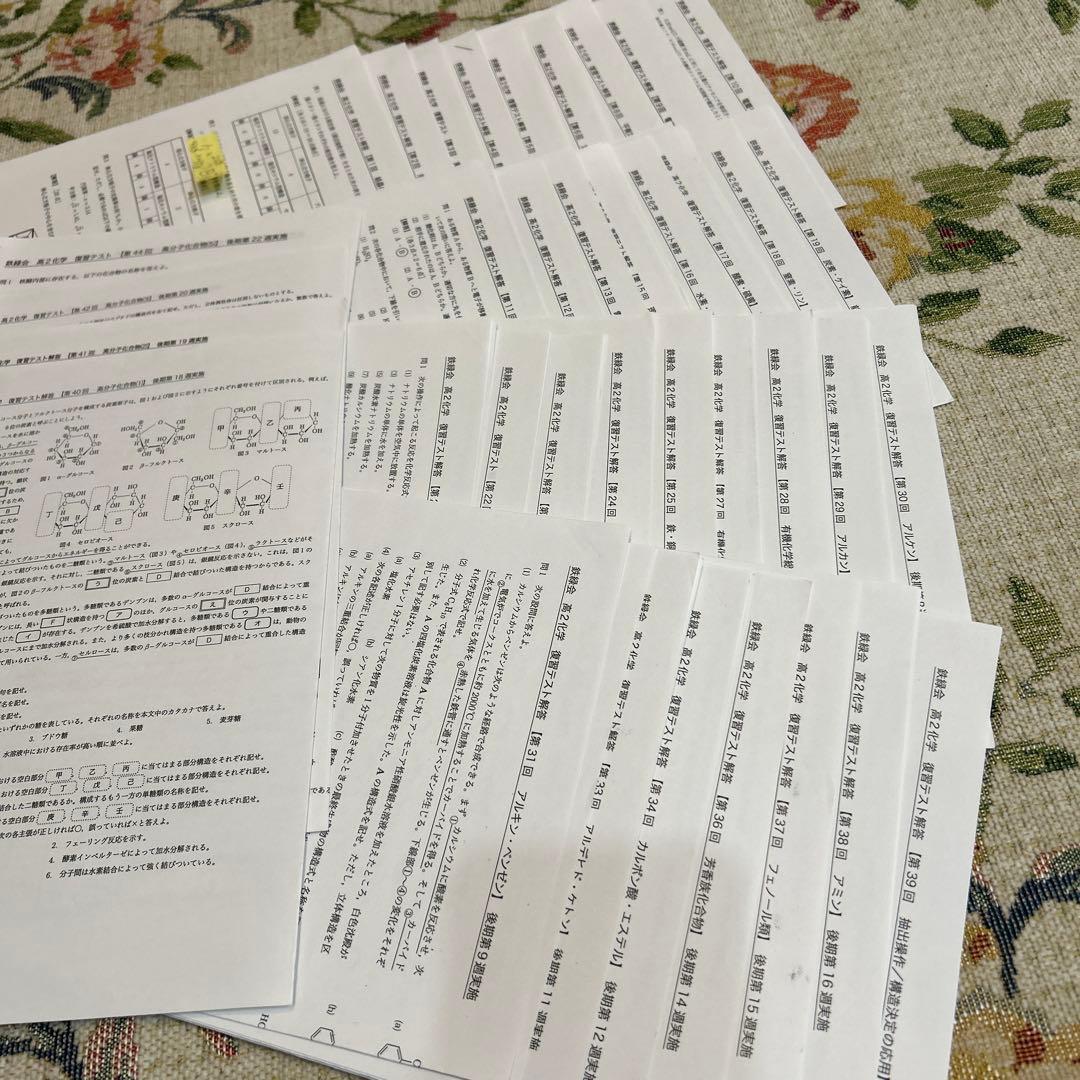 鉄緑会　高1 高2 化学　化学基礎講座問題集　￼復習テスト　フルセット