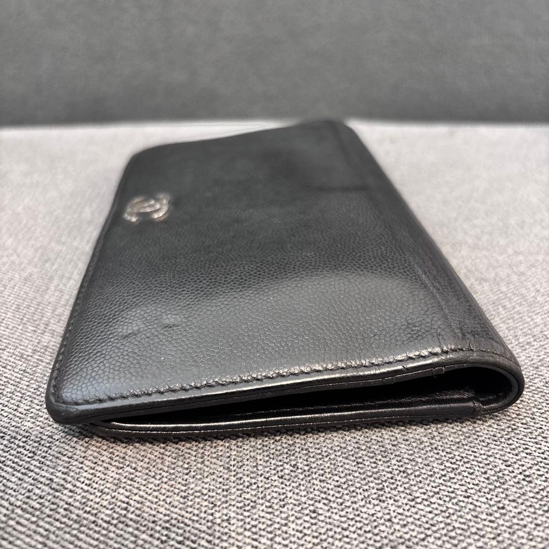 CHANEL 美品　長財布　ブラック　キャビアスキン　ココマーク　シルバー金具
