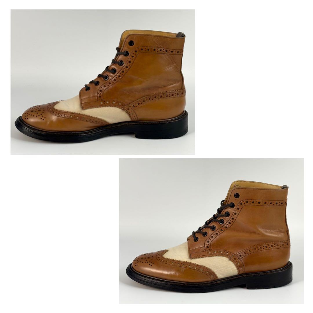 トリッカーズ 2508 カントリーブーツ ウイングチップ 革靴 ブラウン UK8