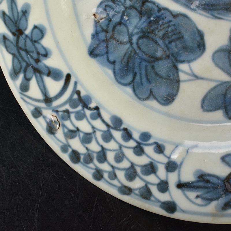 e2ko777 　中国　南京染付　人物花文　小皿　V　R7488