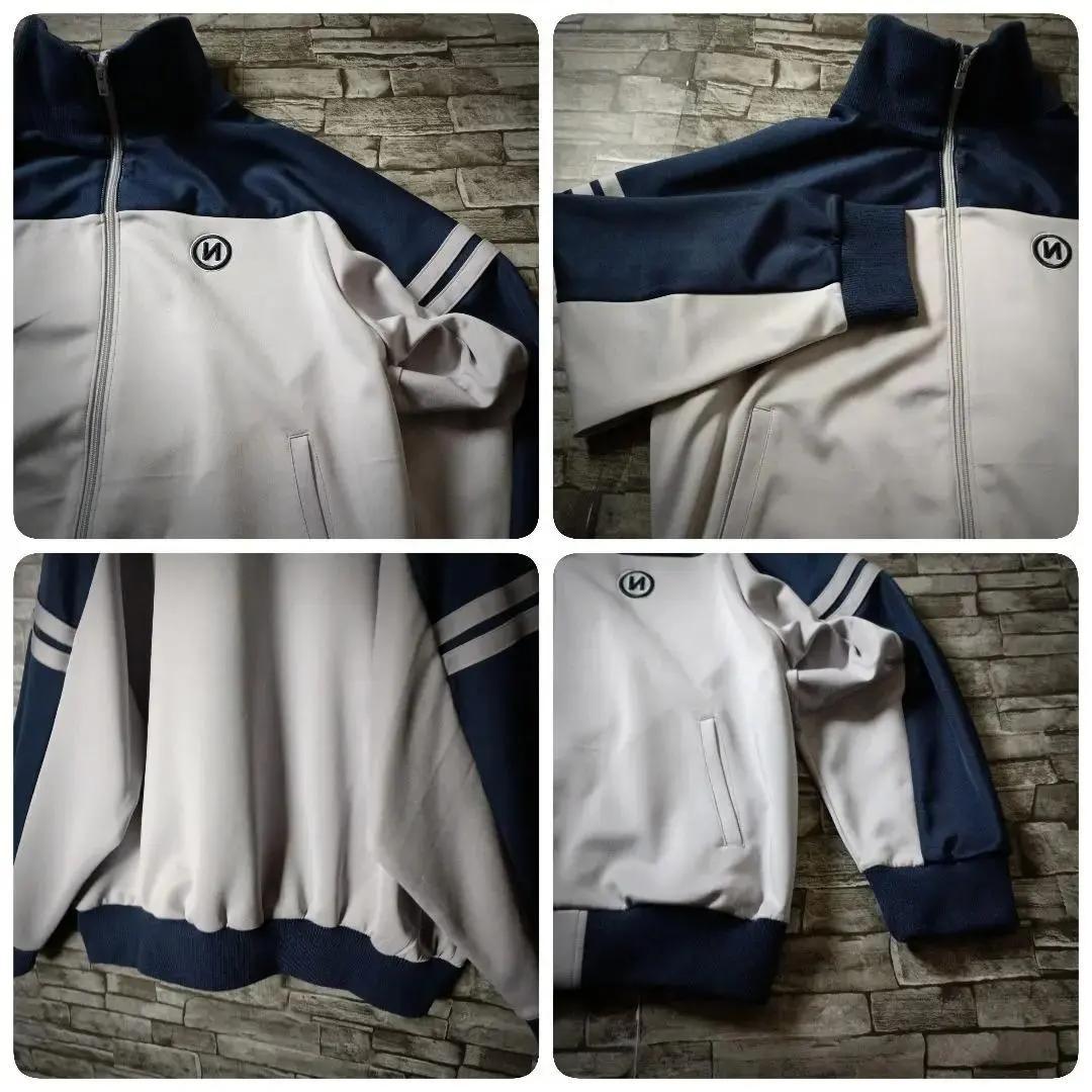 9090ジャージ バイカラー 刺繍Nロゴ ハイネック リブ切替 超ワイド 大きめ