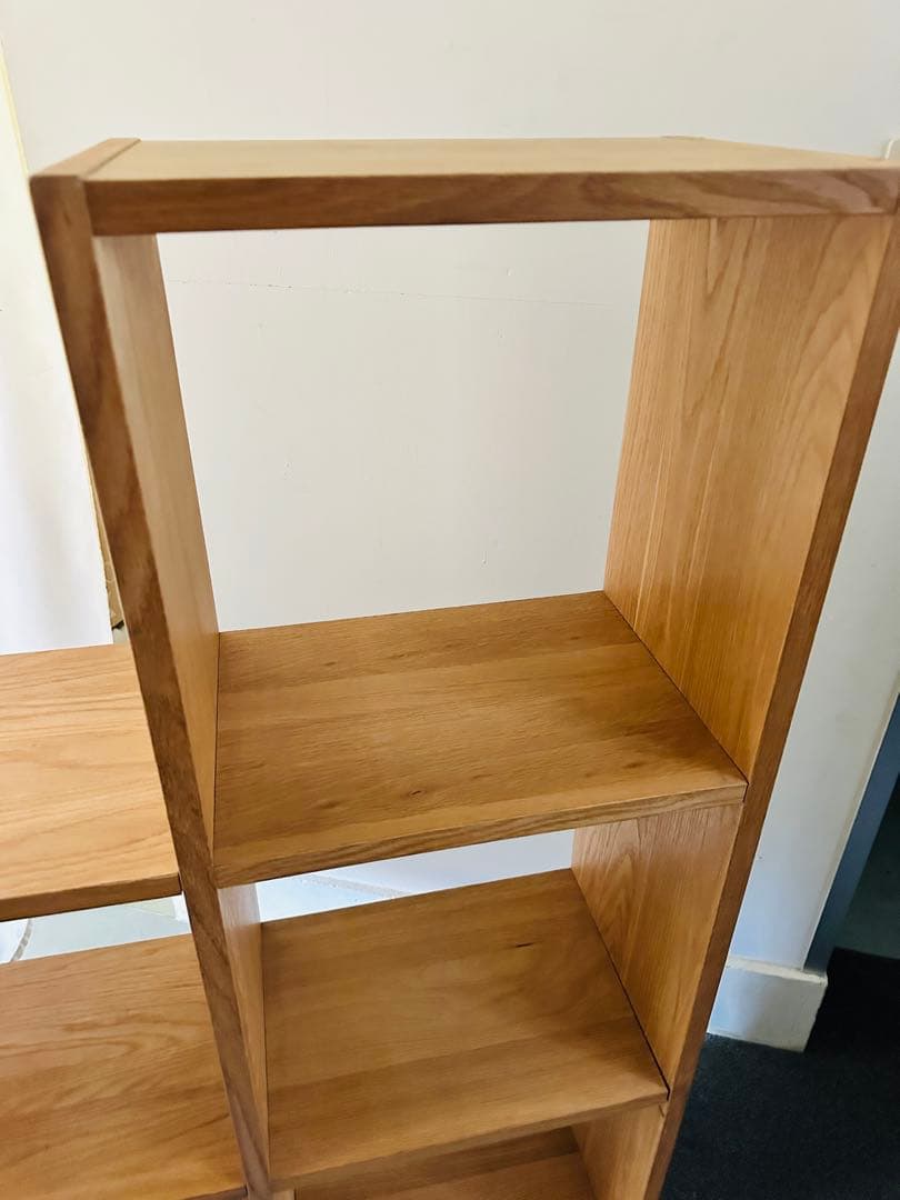 人気 無印良品 スタッキングシェルフセット 3段＋追加2段の2列 オーク材