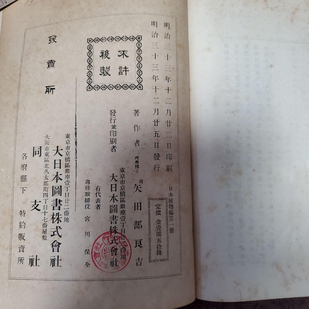 古書　希少本　日本植物編　矢田部良吉著