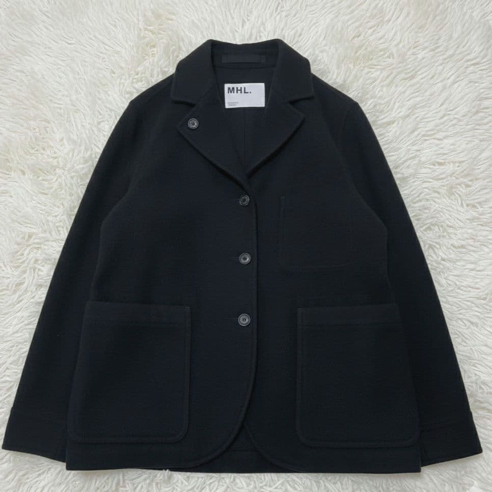 MHL.フェルト シェットランド ウール ジャケット テーラードジャケット　黒