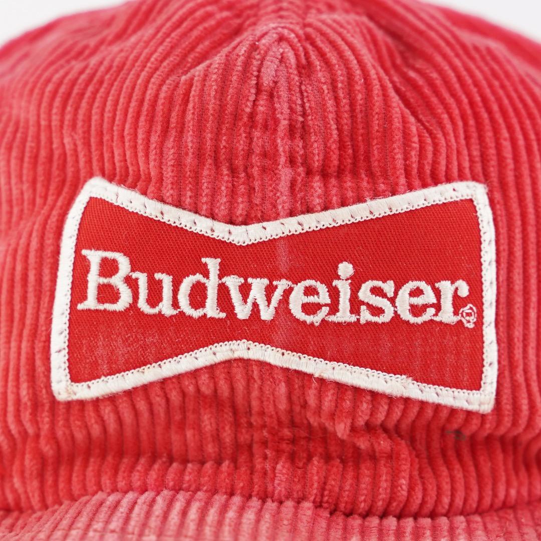 バドワイザー 帽子 キャップ 古着 90s コーデュロイ 刺繍 赤 18408