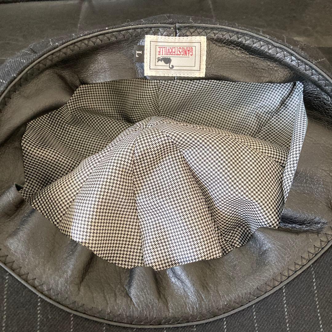 美品 GANGSTERVILLE ウールストライプ キャスケット ブラック L