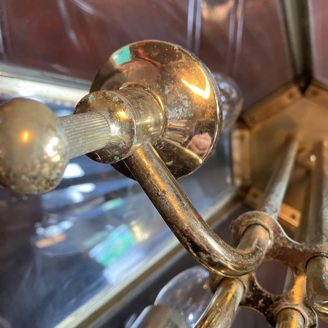 ヴィンテージ 4灯 ガラスシェード ライト ランプ 吊り下げ