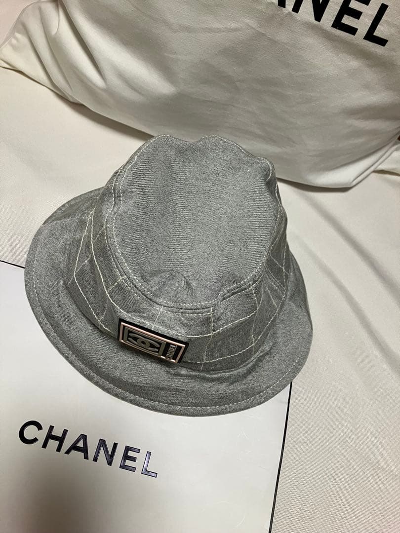 美品 CHANELシャネルスポーツラインココマークコットンバケットハット
