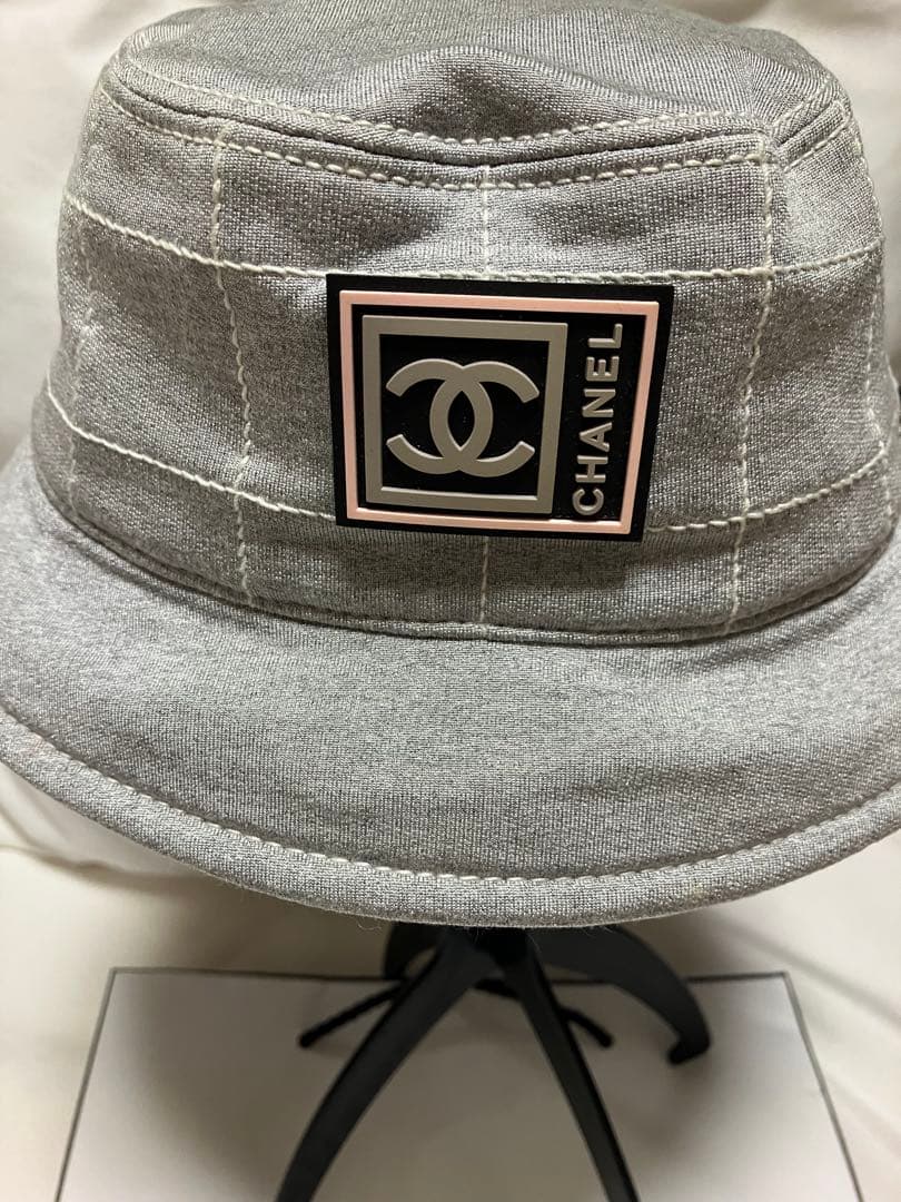 美品 CHANELシャネルスポーツラインココマークコットンバケットハット