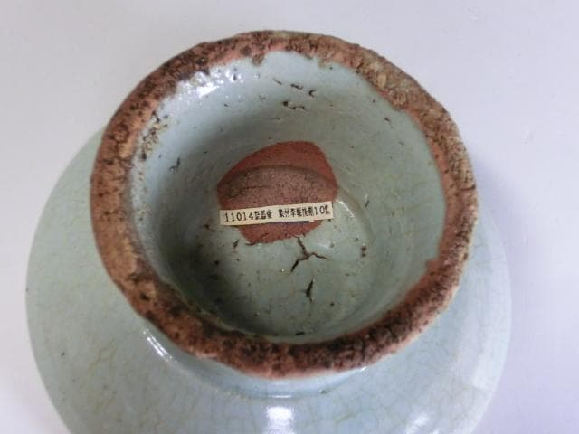 杯台■李朝後期 祭器壷 中国古玩 貫入青磁 馬上杯 酒杯台 時代物 骨董■