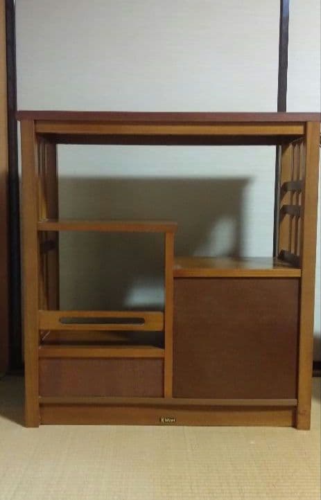 木製オープンシェルフ 引き出し付き　飾り棚