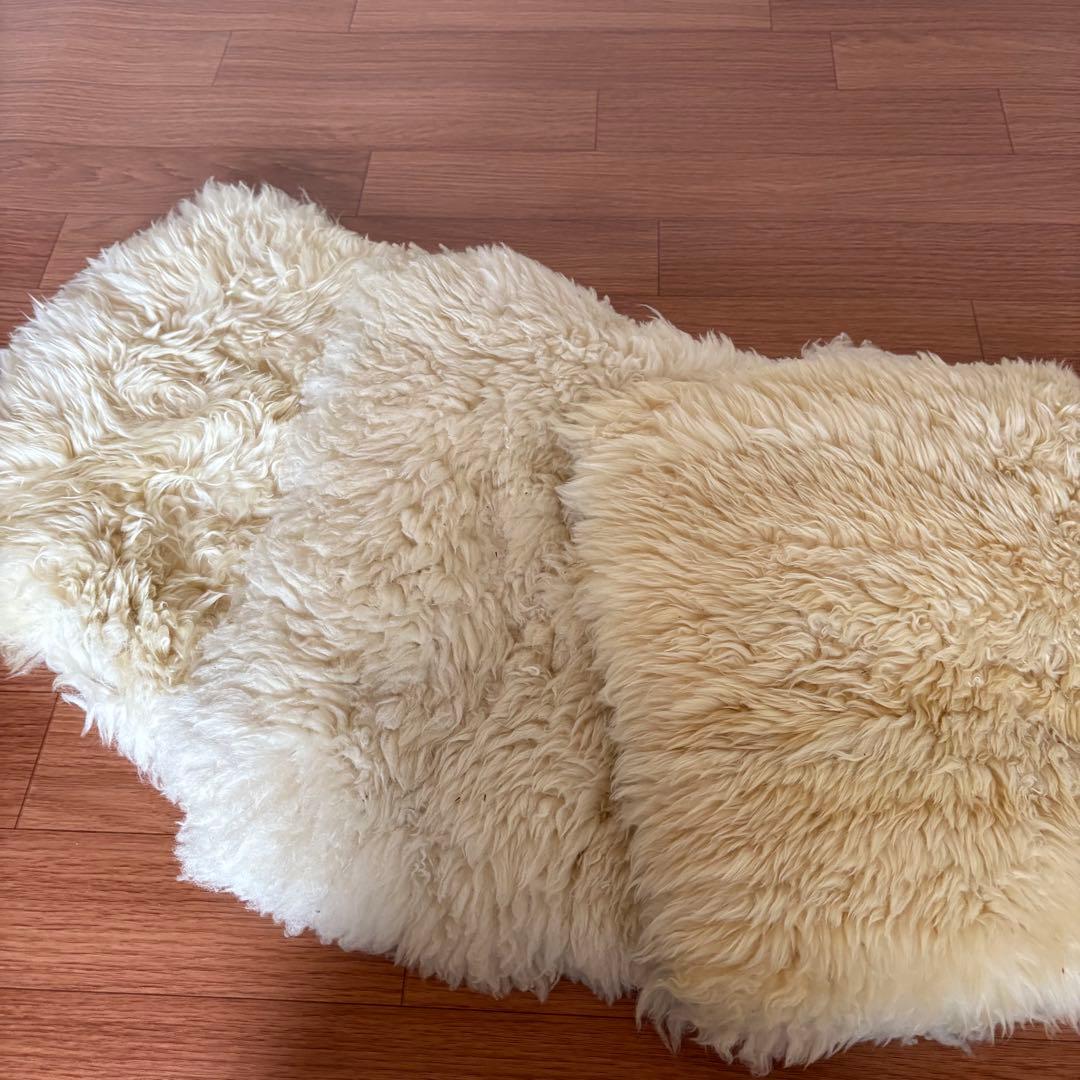 ムートン　羊毛　座布団　クッション　ファーラグ3枚セット