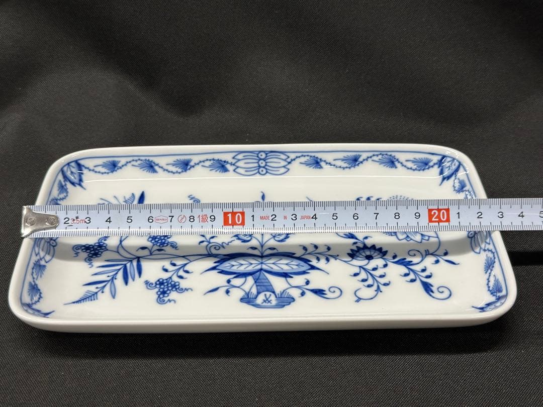 【美品】meissen マイセン　ブルーオニオン　プレート　角皿　23cm