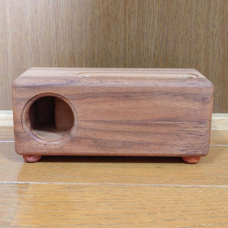 【新品未使用】マクアケ ウッドスピーカー スマホ　WECO　マホガニー