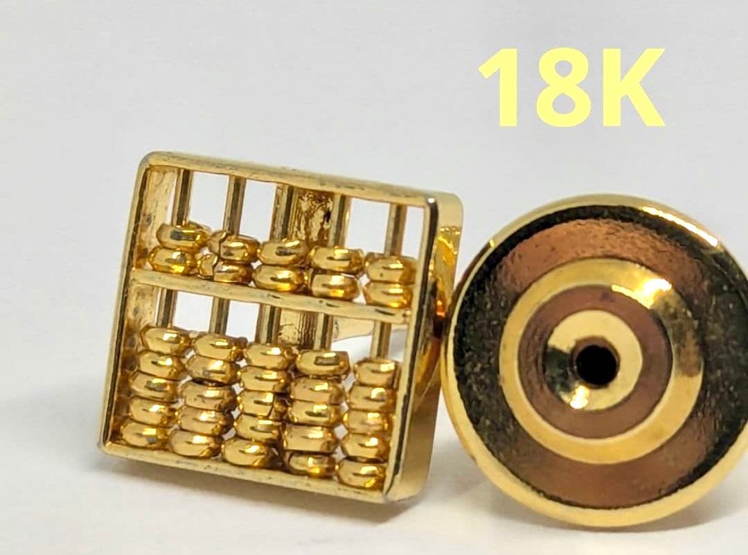 18K ピンバッチ　タイタック　そろばん