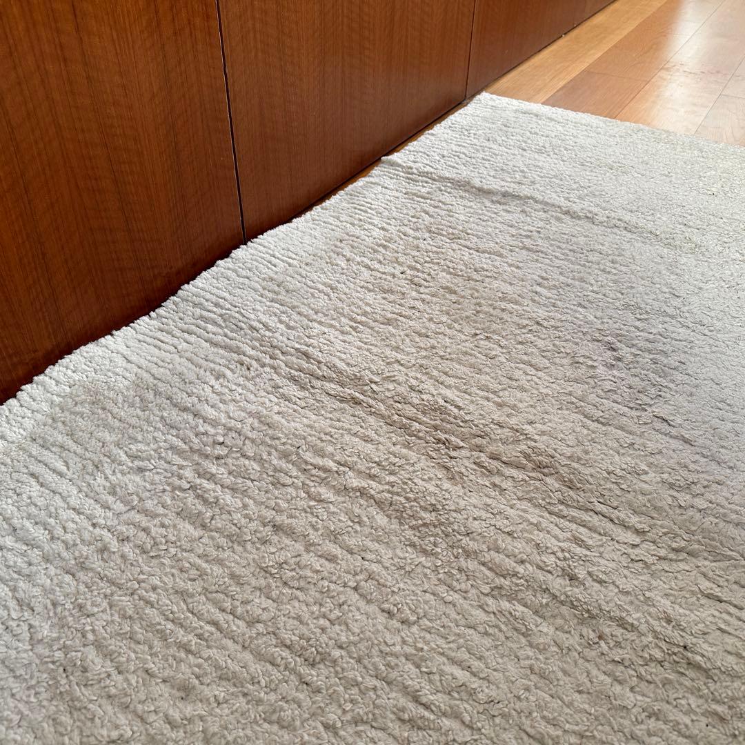 200cm×140cm トルコ製 カーペット ラグ ホワイト アイボリー