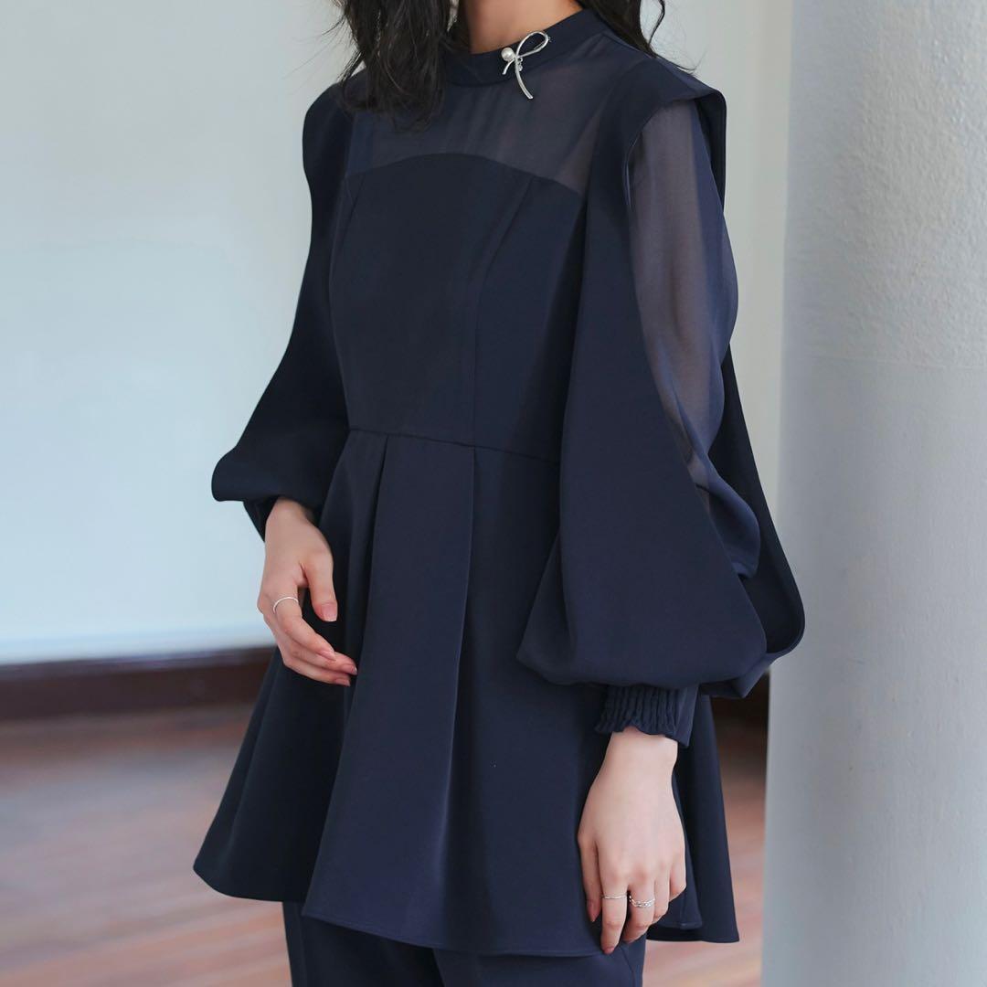 本日限定【大きめ】ルイルエ セットアップ スリットスリーブペプラムトップスLL