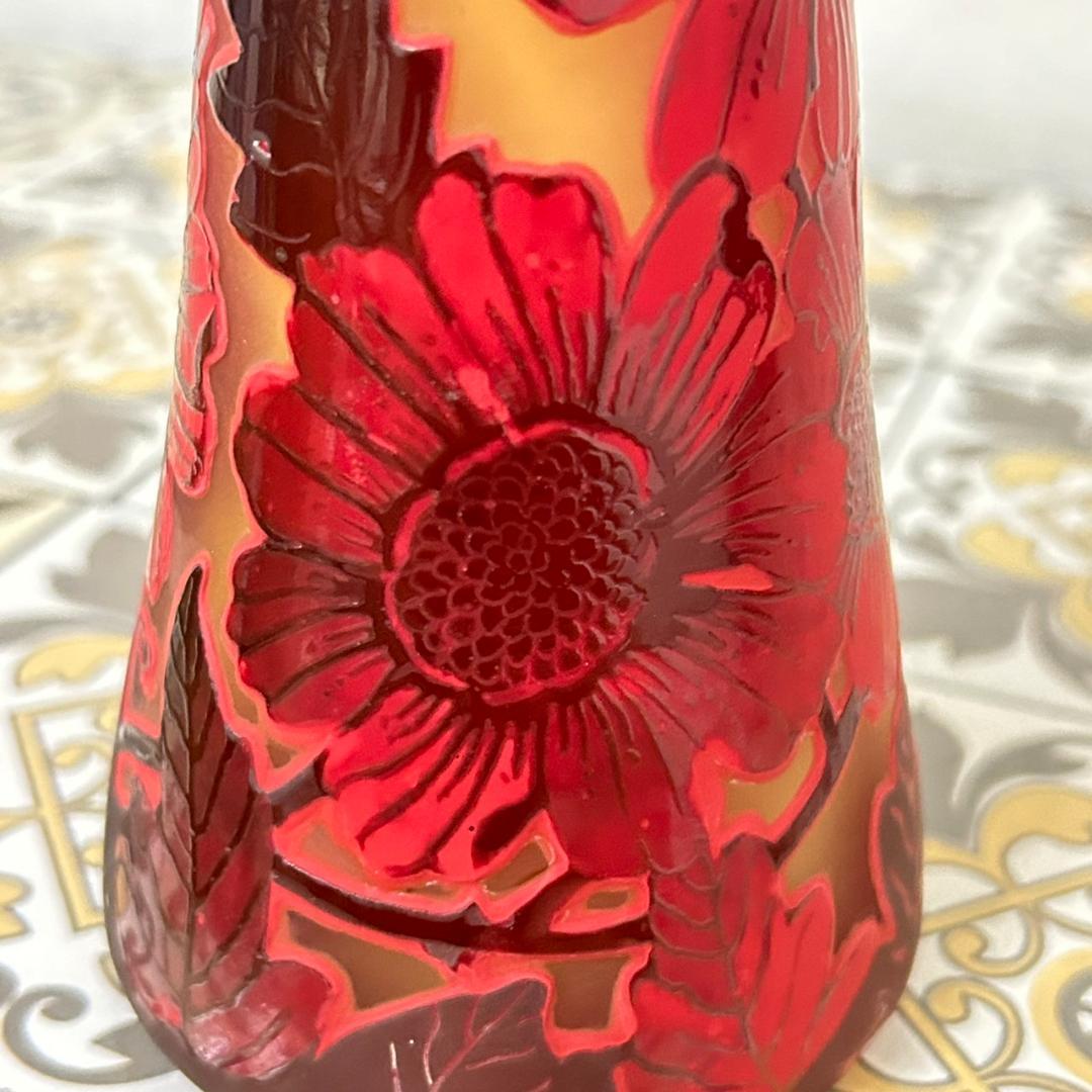 【証明書】　エミールガレ 　花瓶　カメオ彫り　被せガラス　高さ19cm