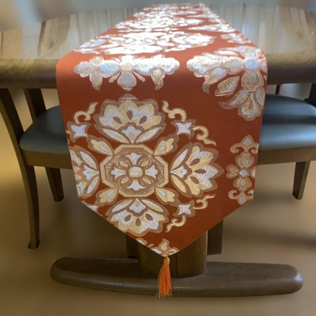 table runner 「宝相華」　帯リメイク　長尺
