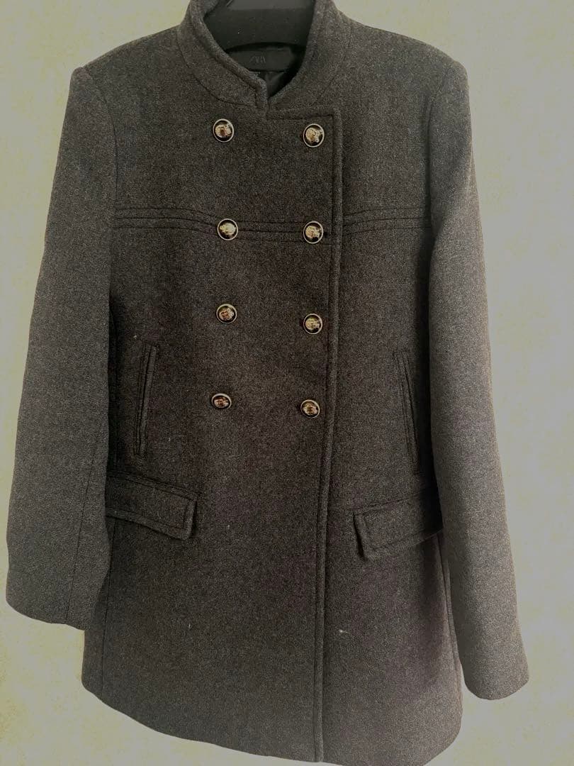 最終価格未使用★ZARAウールダブルブレストコート★M★グレー色★完売商品