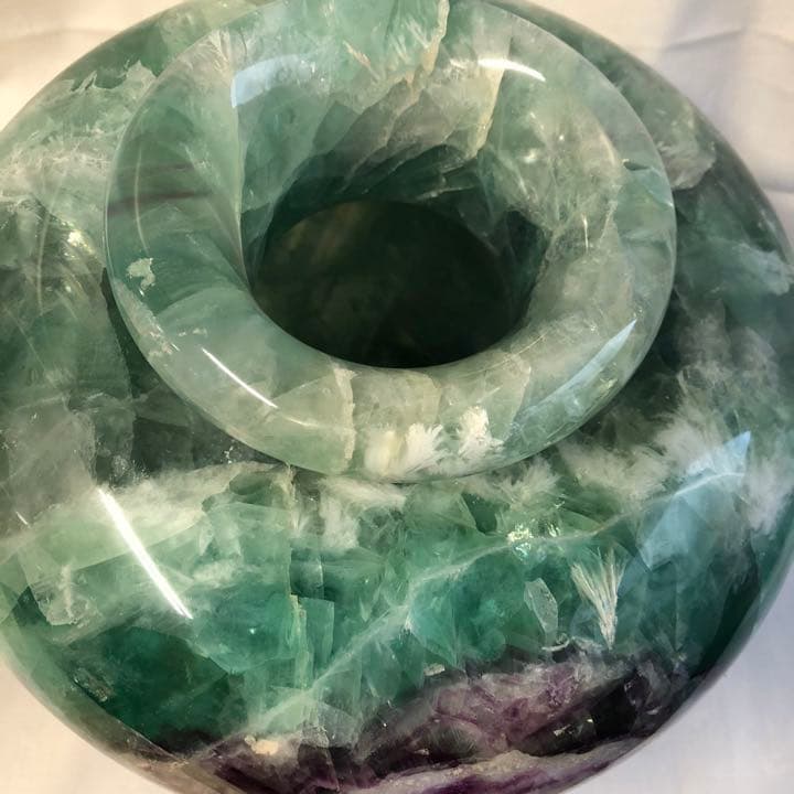 天然フローライト 花器 花瓶 花壺