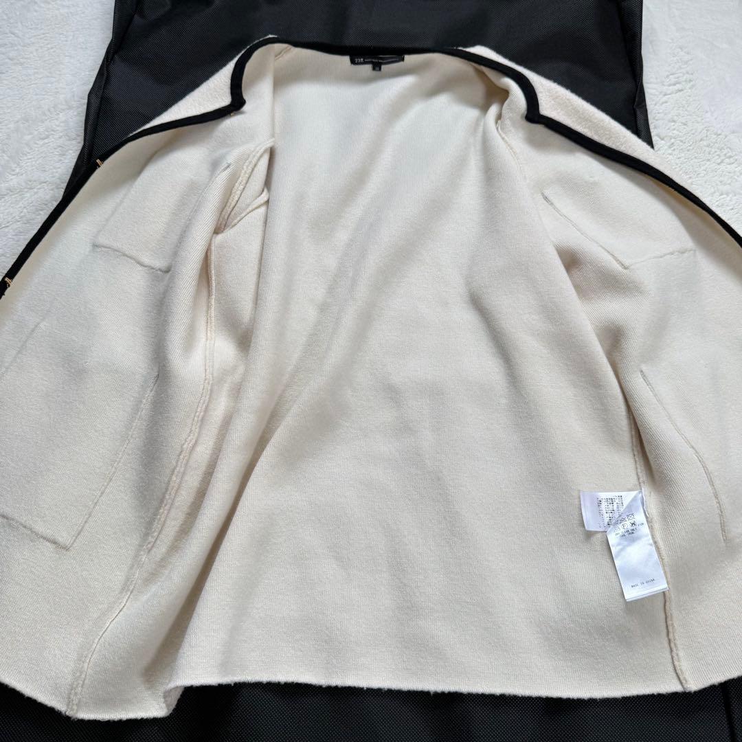 【美品】23区 ミニブークレ ニットジャケット アイボリー 38 金ボタン