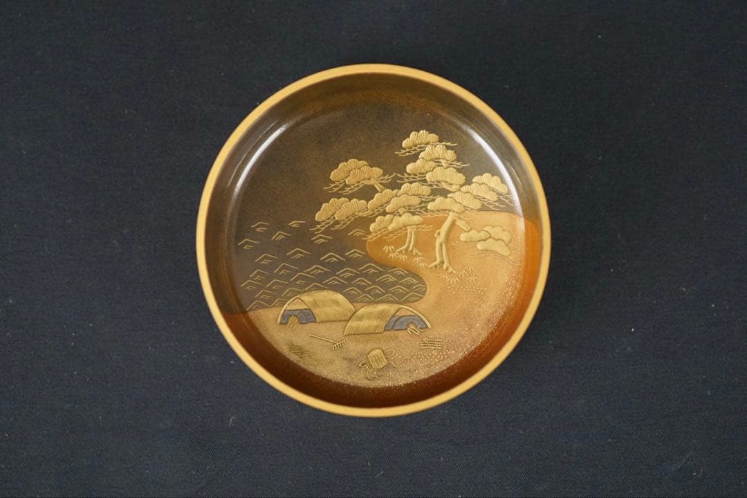 鈴木光入 造 干網蒔絵 大棗 共箱 共布 茶道具