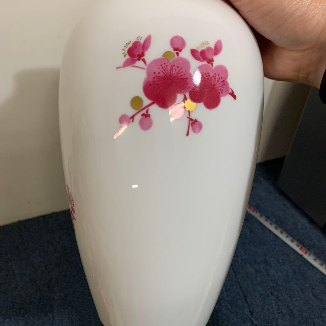 大倉陶園　梅　ピンク　ゴールド　花　花瓶