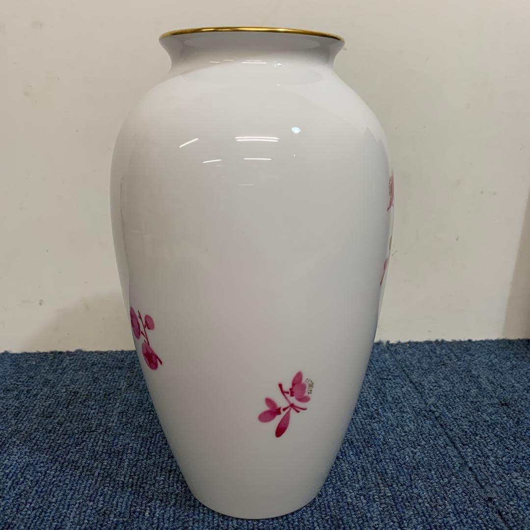 大倉陶園　梅　ピンク　ゴールド　花　花瓶