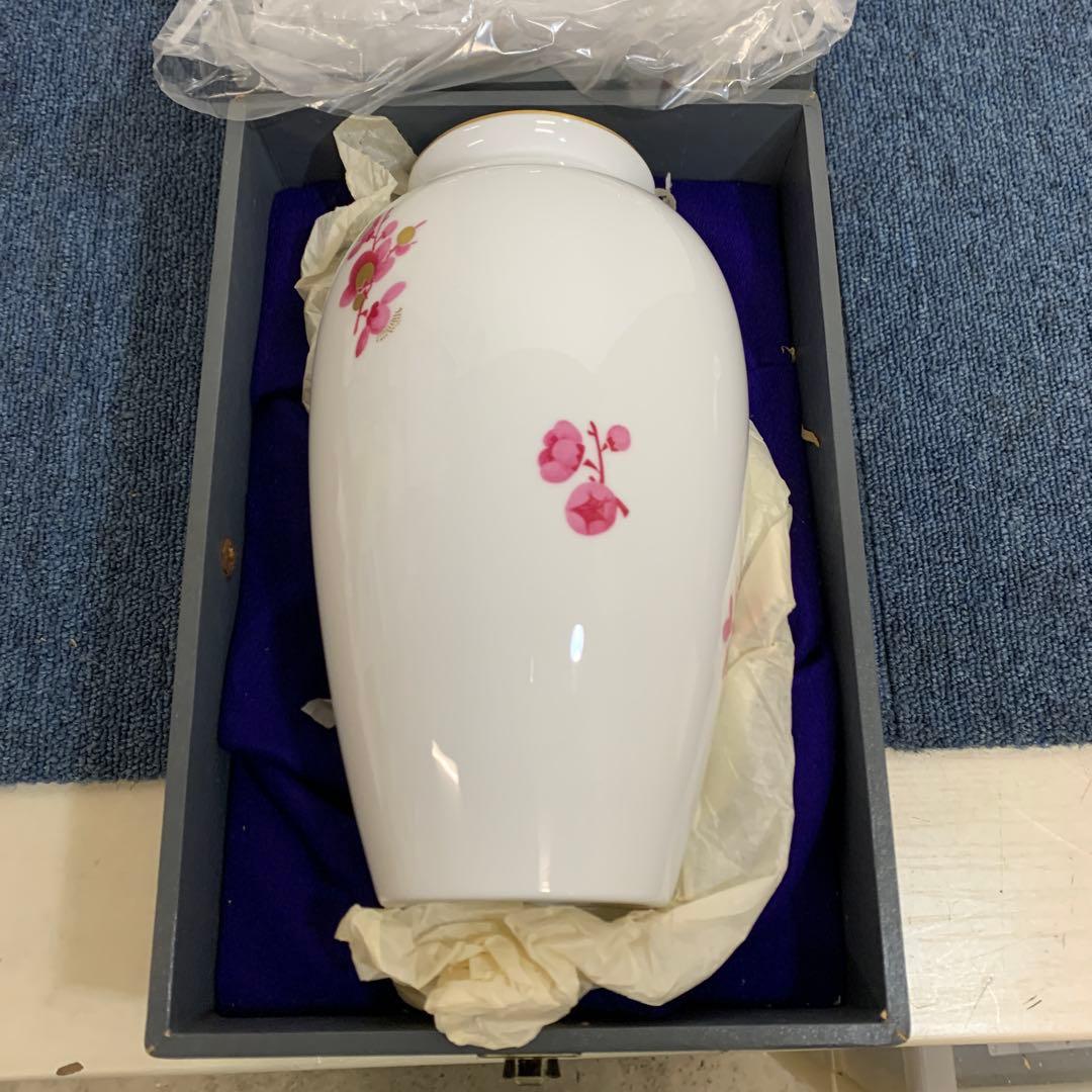 大倉陶園　梅　ピンク　ゴールド　花　花瓶