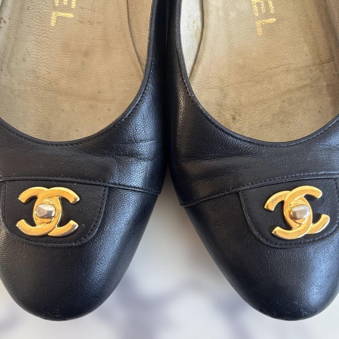 シャネル ココマーク　ターンロック　パンプス　フラットシューズ　ローファー