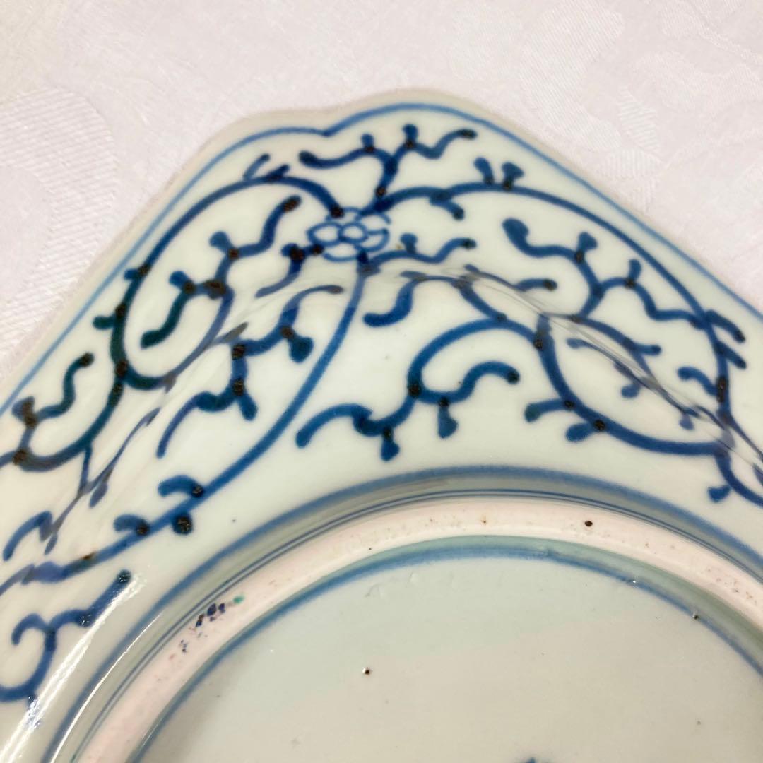 希少 伊万里 染綿角皿 太明成化年製 大皿 骨董品 時代物