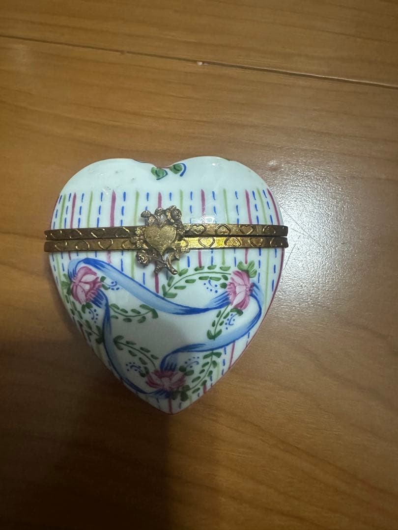 リモージュ アンティーク　ビンテージ　ハート　香水入れ　フラワーバスケット