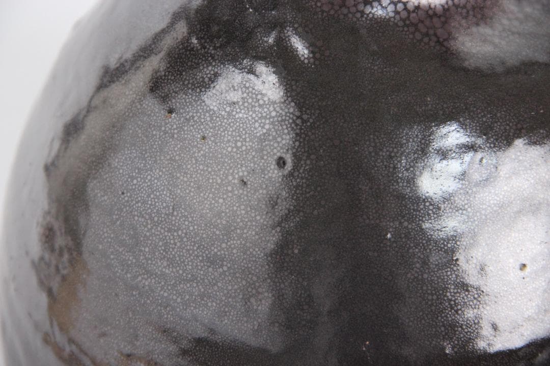 中国美術 　宋代 建窯 油滴釉 瓶 天目 古陶磁 時代物 台付 ED5-11