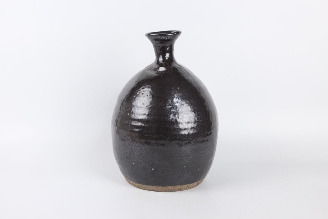 中国美術 　宋代 建窯 油滴釉 瓶 天目 古陶磁 時代物 台付 ED5-11