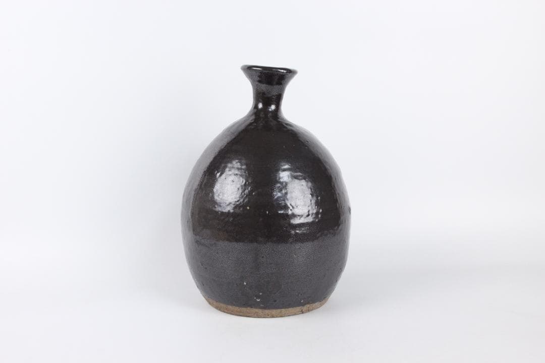 中国美術 　宋代 建窯 油滴釉 瓶 天目 古陶磁 時代物 台付 ED5-11
