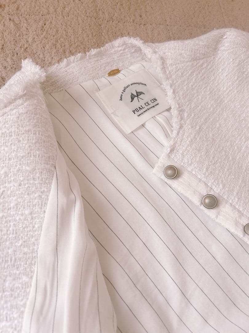 PUAL CE CIN ピュアルセシン スラブツイード ノーカラージャケット