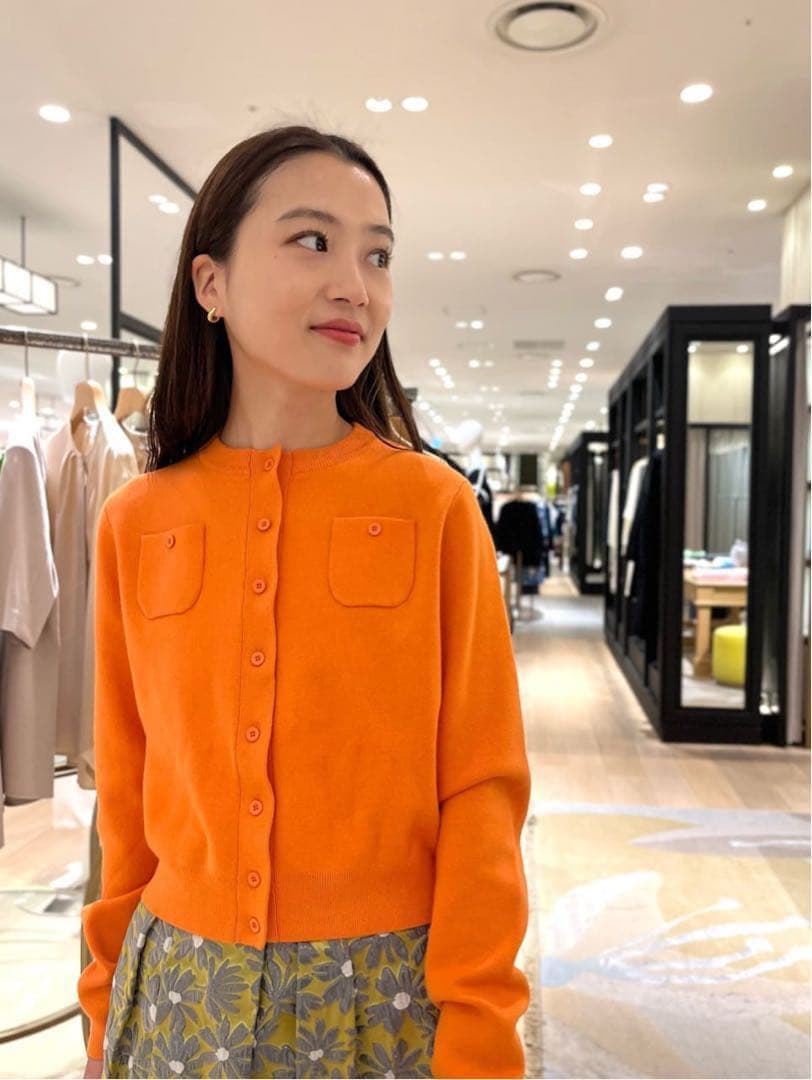 ♡新品タグ付き♡　キャバン　コットンカシミヤクルーネックカーディガン　オレンジ