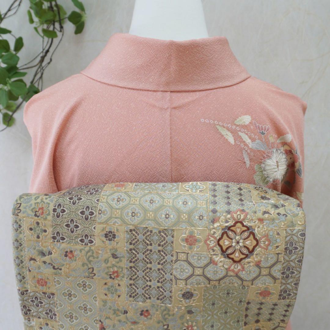 訪問着フルセット　正絹　卒業式　入学式　お宮参り【訪問着、袋帯、帯締め、帯揚げ】