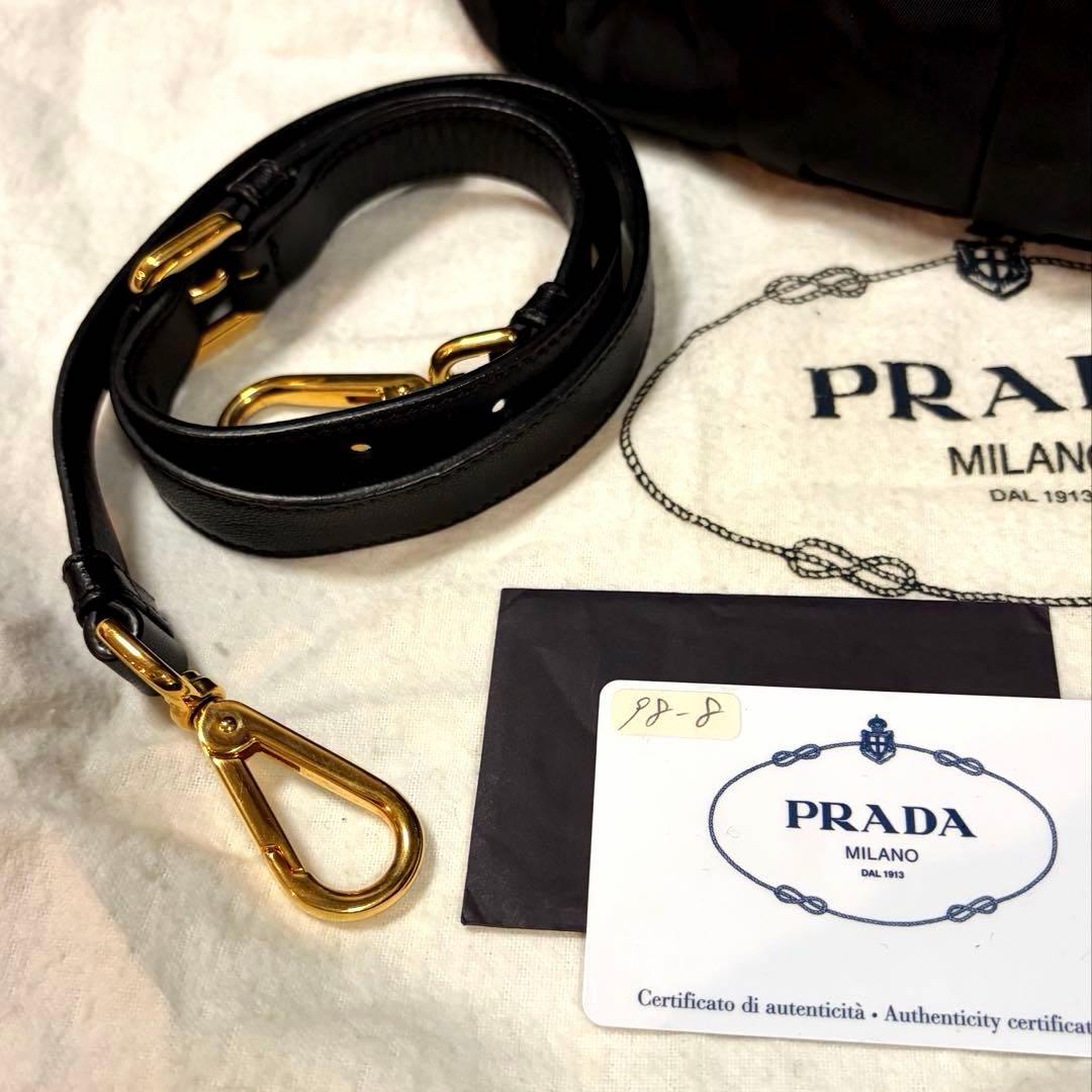 S58　美品PRADA プラダ ギャザー ハンドバッグ 2WAYショルダー