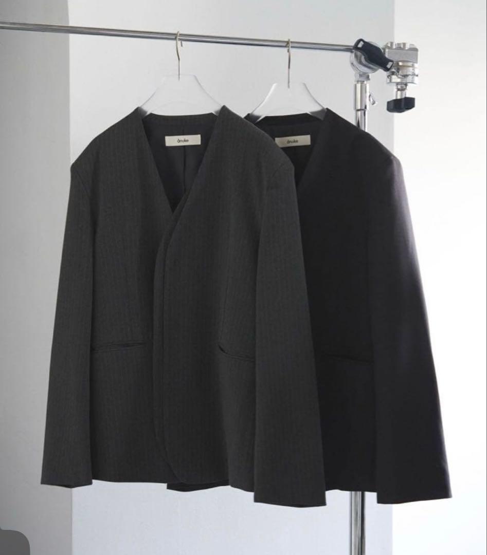 ジャケット・アウター anuke collarless over jacket 36