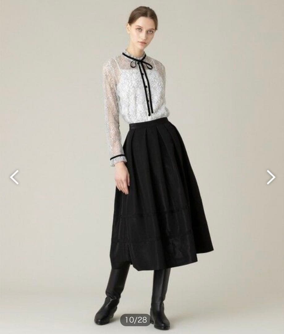 LOULOU WILLOUGHBY レースベロアリボンブラウス ブラック M