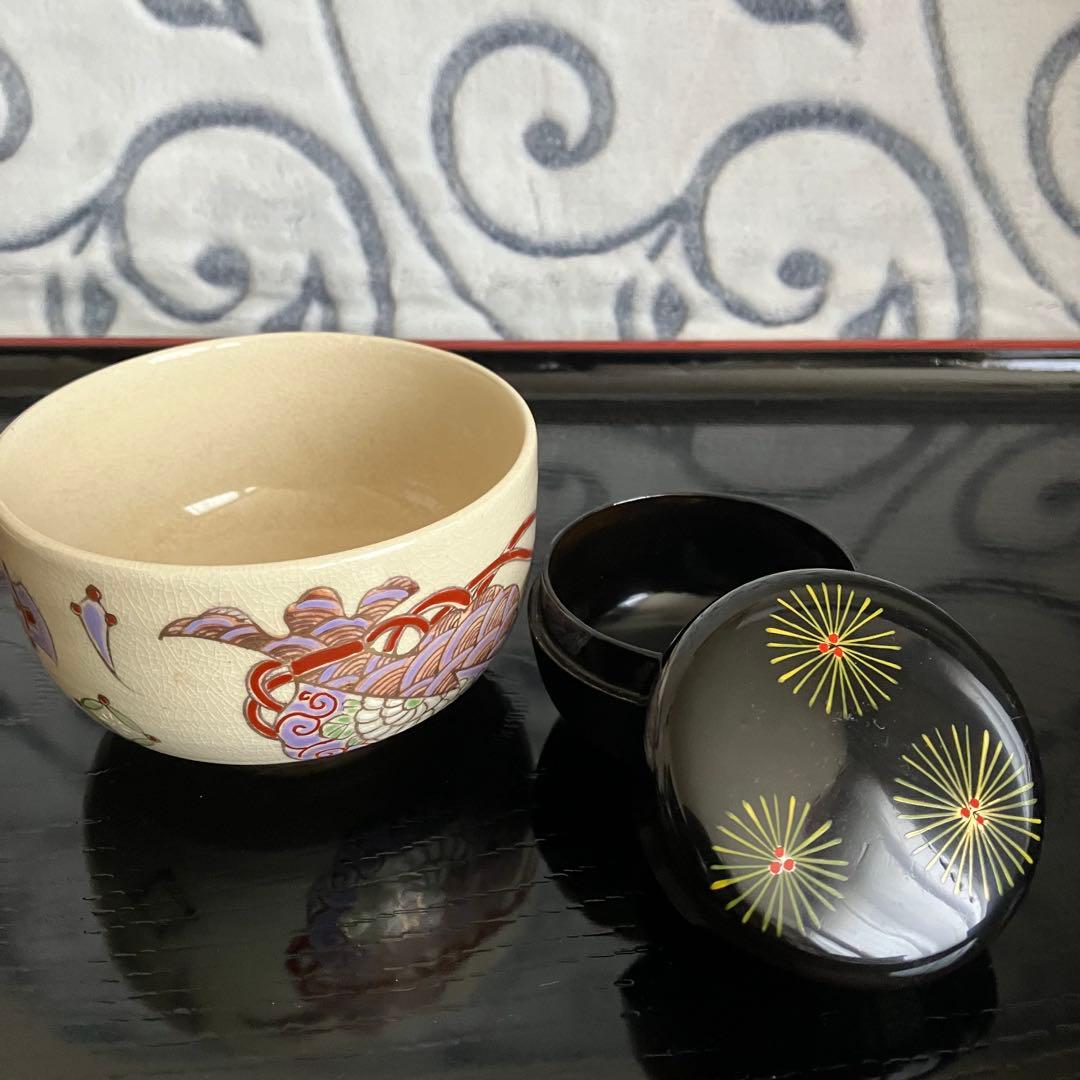 茶道具 利休茶箱用三つ組仕覆セット(茶碗、平棗、茶筅筒有り)