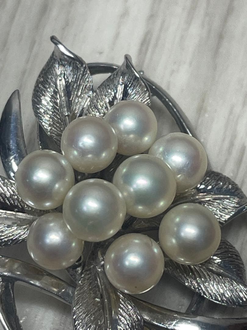 超希少 アコヤ真珠　田崎パールブローチ ペンダント花珠級 無調色 オーロラグレー