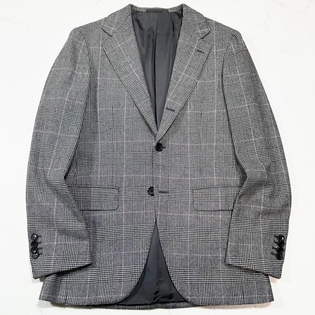 未使用級 定価16万◎ブリッラ ドーメル 3ピース グレンチェック グレー 44