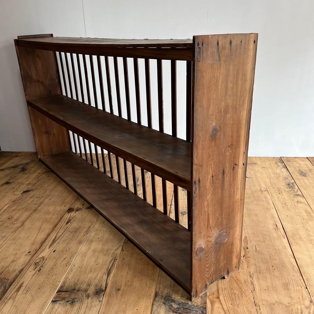 アンティーク オープンラック 大型 木製 無垢材 本棚 食器棚