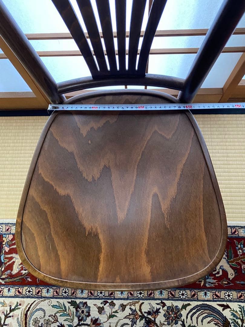 ブラウン 木製 スラットバックチェア(A) フランスベッド製