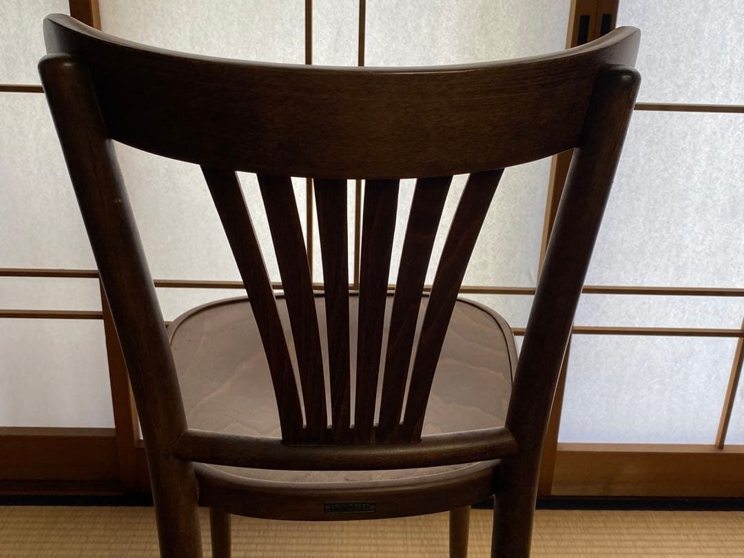 ブラウン 木製 スラットバックチェア(A) フランスベッド製