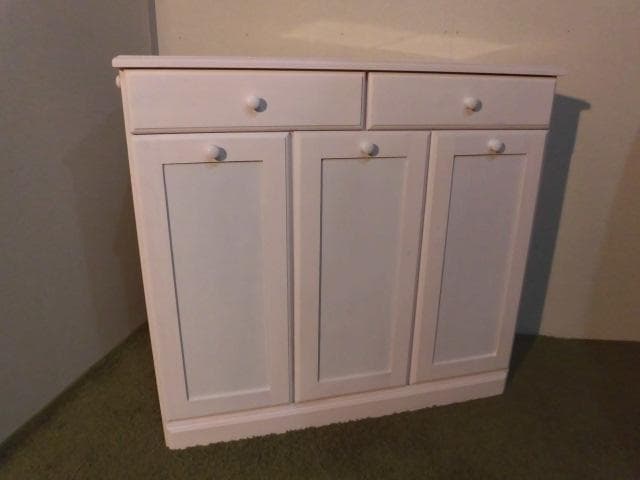 【展示品・新品】天然木大容量ダストボックス（3分別）ペール２５ℓ【ホワイト】